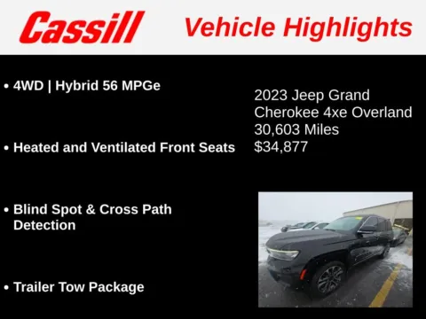 Another view of 2023 Jeep Grand Cherokee Overland 4xe for sale in Cedar Rapids, IA at Cassill Motors
