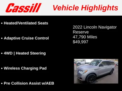 Another view of 2022 Lincoln Navigator Reserve for sale in Cedar Rapids, IA at Cassill Motors