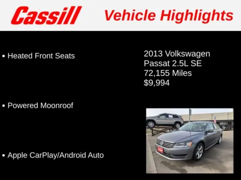Another view of 2013 Volkswagen Passat 2.5 SE for sale in Cedar Rapids, IA at Cassill Motors