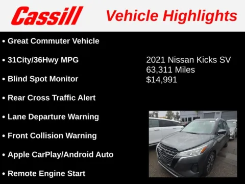 Another view of 2021 Nissan Kicks SV for sale in Cedar Rapids, IA at Cassill Motors