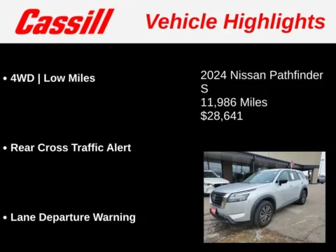 Another view of 2024 Nissan Pathfinder S for sale in Cedar Rapids, IA at Cassill Motors