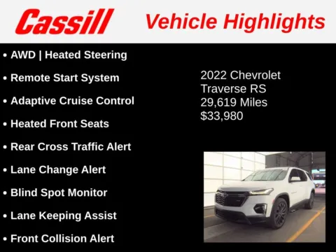 Another view of 2022 Chevrolet Traverse RS for sale in Cedar Rapids, IA at Cassill Motors