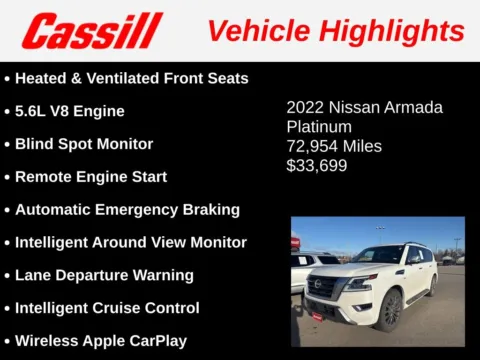 Another view of 2022 Nissan Armada Platinum for sale in Cedar Rapids, IA at Cassill Motors