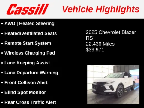 Another view of 2025 Chevrolet Blazer RS for sale in Cedar Rapids, IA at Cassill Motors