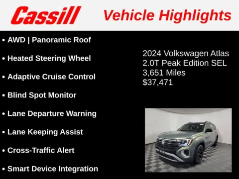 Another view of 2024 Volkswagen Atlas 2.0T Peak Edition SEL for sale in Cedar Rapids, IA at Cassill Motors