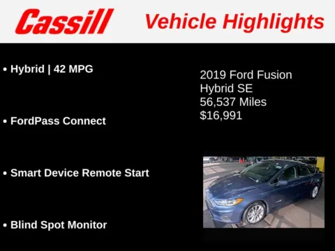 Another view of 2019 Ford Fusion Hybrid SE for sale in Cedar Rapids, IA at Cassill Motors