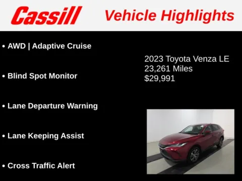 Another view of 2023 Toyota Venza LE for sale in Cedar Rapids, IA at Cassill Motors