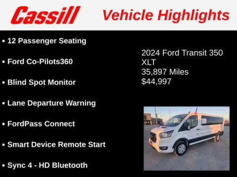 Another view of 2024 Ford Transit-350 XLT for sale in Cedar Rapids, IA at Cassill Motors