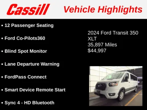 Another view of 2024 Ford Transit-350 XLT for sale in Cedar Rapids, IA at Cassill Motors