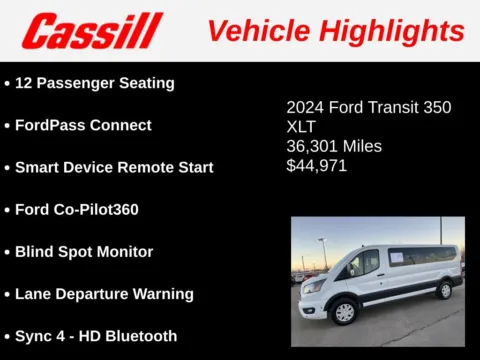 Another view of 2024 Ford Transit-350 XLT for sale in Cedar Rapids, IA at Cassill Motors