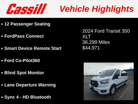 Another view of 2024 Ford Transit-350 XLT for sale in Cedar Rapids, IA at Cassill Motors