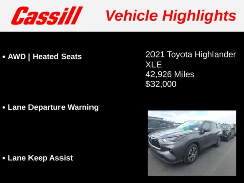 Another view of 2021 Toyota Highlander XLE for sale in Cedar Rapids, IA at Cassill Motors
