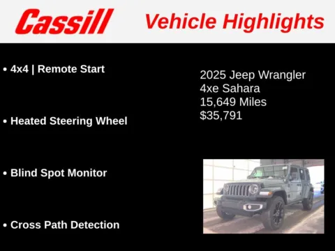 Another view of 2025 Jeep Wrangler Sahara 4xe for sale in Cedar Rapids, IA at Cassill Motors