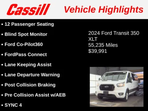 Another view of 2024 Ford Transit-350 XLT for sale in Cedar Rapids, IA at Cassill Motors