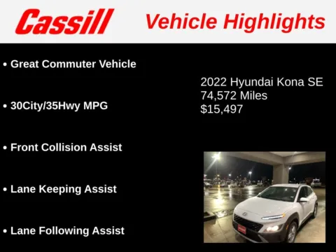 More photos of 2022 Hyundai Kona SE at Cassill Motors, IA
