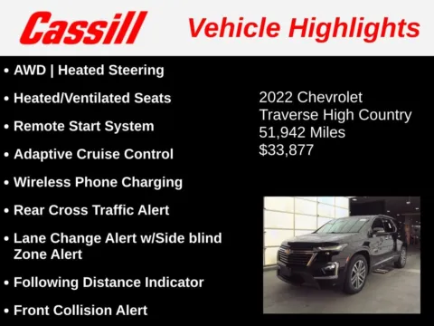 Another view of 2022 Chevrolet Traverse High Country for sale in Cedar Rapids, IA at Cassill Motors