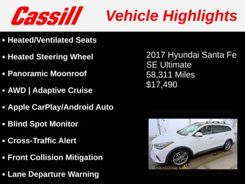 Another view of 2017 Hyundai Santa Fe SE Ultimate for sale in Cedar Rapids, IA at Cassill Motors