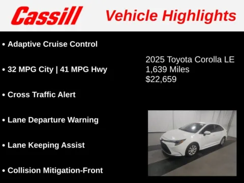 Another view of 2025 Toyota Corolla LE for sale in Cedar Rapids, IA at Cassill Motors