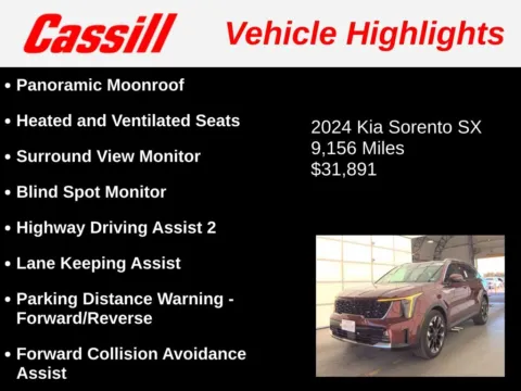 Another view of 2024 Kia Sorento SX for sale in Cedar Rapids, IA at Cassill Motors