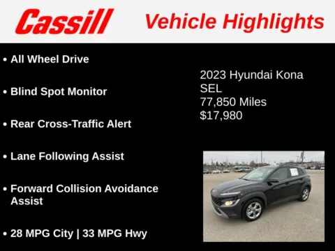 Another view of 2023 Hyundai Kona SEL for sale in Cedar Rapids, IA at Cassill Motors