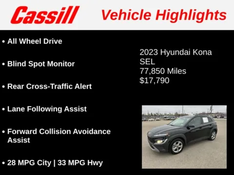 Another view of 2023 Hyundai Kona SEL for sale in Cedar Rapids, IA at Cassill Motors
