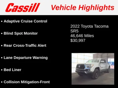 Another view of 2022 Toyota Tacoma SR5 for sale in Cedar Rapids, IA at Cassill Motors
