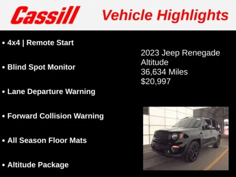 Another view of 2023 Jeep Renegade Altitude for sale in Cedar Rapids, IA at Cassill Motors