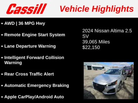 Another view of 2024 Nissan Altima 2.5 SV for sale in Cedar Rapids, IA at Cassill Motors
