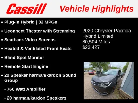 Another view of 2020 Chrysler Pacifica Hybrid Limited for sale in Cedar Rapids, IA at Cassill Motors