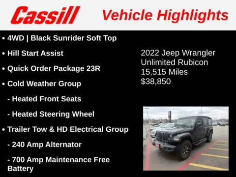 More photos of 2022 Jeep Wrangler Unlimited Rubicon at Cassill Motors, IA