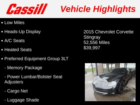 Photos of 2015 Chevrolet Corvette Stingray for sale in Cedar Rapids, IA at Cassill Motors
