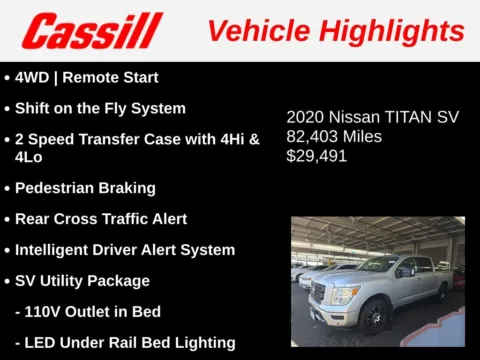 Another view of 2020 Nissan Titan SV for sale in Cedar Rapids, IA at Cassill Motors