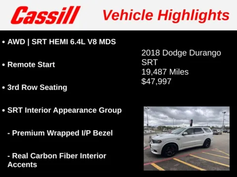 Another view of 2018 Dodge Durango SRT for sale in Cedar Rapids, IA at Cassill Motors