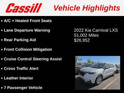 Another view of 2022 Kia Carnival LXS for sale in Cedar Rapids, IA at Cassill Motors