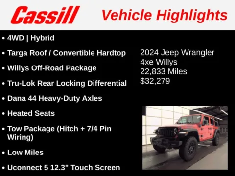 Another view of 2024 Jeep Wrangler Willys 4xe for sale in Cedar Rapids, IA at Cassill Motors