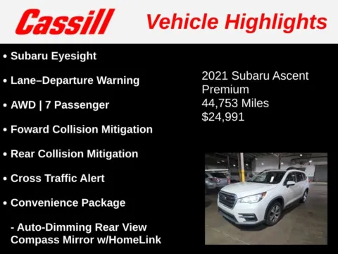 Another view of 2021 Subaru Ascent Premium for sale in Cedar Rapids, IA at Cassill Motors