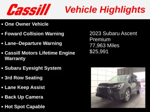 Another view of 2023 Subaru Ascent Premium for sale in Cedar Rapids, IA at Cassill Motors