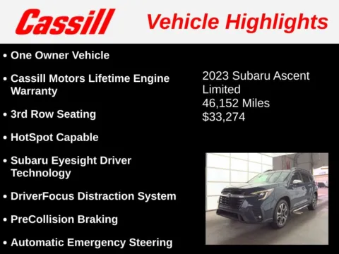 Another view of 2023 Subaru Ascent Limited for sale in Cedar Rapids, IA at Cassill Motors