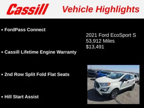 Another view of 2021 Ford EcoSport S for sale in Cedar Rapids, IA at Cassill Motors
