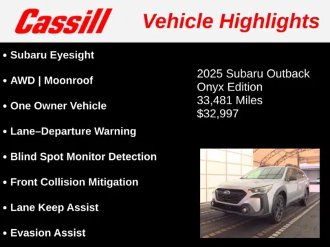Another view of 2025 Subaru Outback Onyx Edition for sale in Cedar Rapids, IA at Cassill Motors