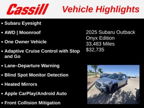 Another view of 2025 Subaru Outback Onyx Edition for sale in Cedar Rapids, IA at Cassill Motors