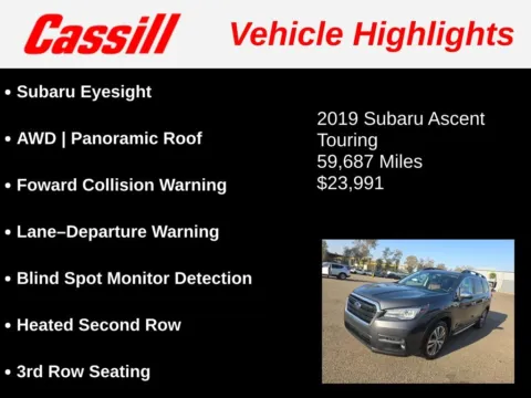 Another view of 2019 Subaru Ascent Touring for sale in Cedar Rapids, IA at Cassill Motors