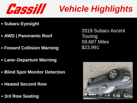 Another view of 2019 Subaru Ascent Touring for sale in Cedar Rapids, IA at Cassill Motors
