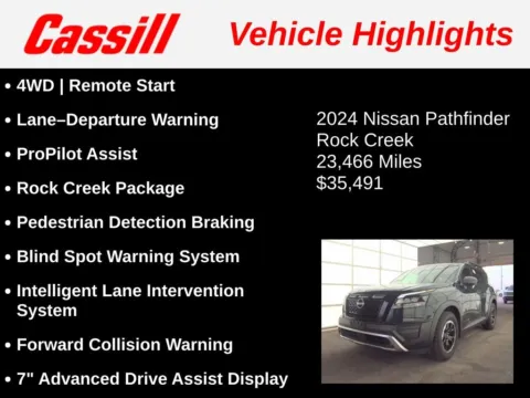 Another view of 2024 Nissan Pathfinder Rock Creek for sale in Cedar Rapids, IA at Cassill Motors