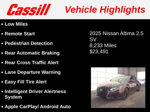Another view of 2025 Nissan Altima 2.5 SV for sale in Cedar Rapids, IA at Cassill Motors