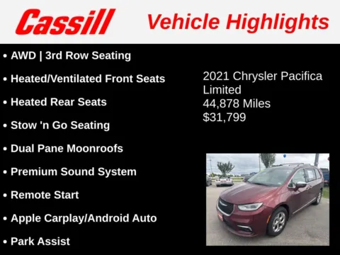 Another view of 2021 Chrysler Pacifica Limited for sale in Cedar Rapids, IA at Cassill Motors