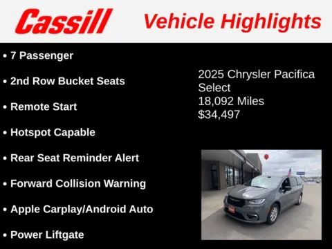 Another view of 2025 Chrysler Pacifica Select for sale in Cedar Rapids, IA at Cassill Motors