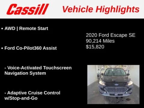 Another view of 2020 Ford Escape SE for sale in Cedar Rapids, IA at Cassill Motors