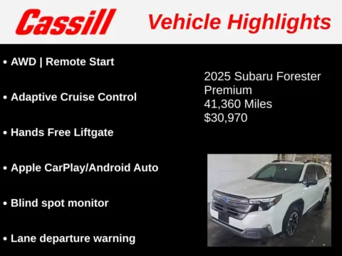 Another view of 2025 Subaru Forester Premium for sale in Cedar Rapids, IA at Cassill Motors