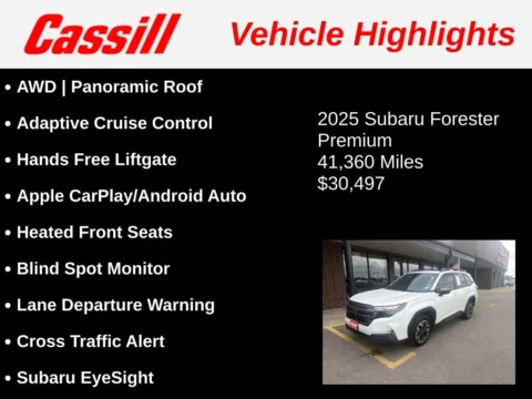 Another view of 2025 Subaru Forester Premium for sale in Cedar Rapids, IA at Cassill Motors